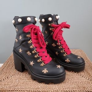 Gucci Leather Embroidered Boots